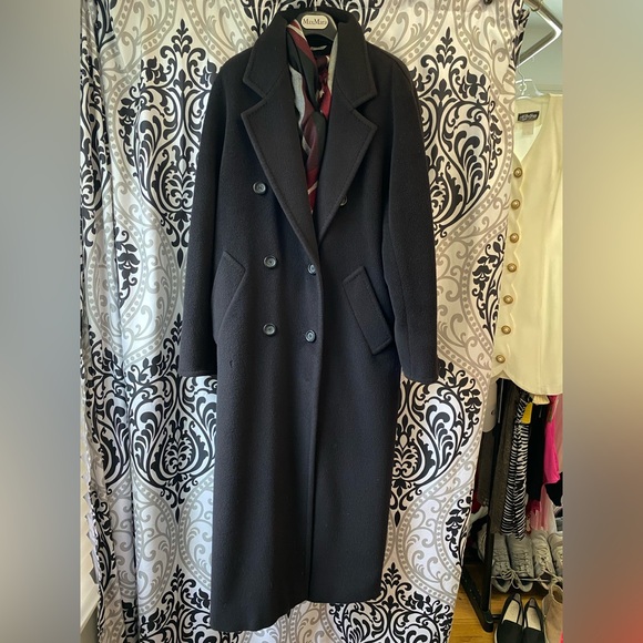 MaxMara Madame Charcoal Double-Breasted Coat - Picture 2 of 6